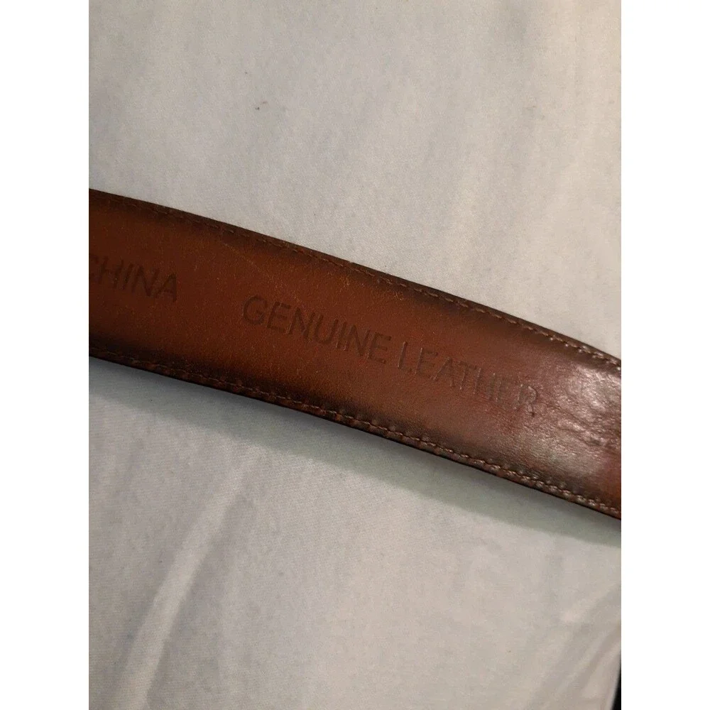Men's Lands' End Leather Belt Size 40 Brown Brass Buckle Classic Traditional